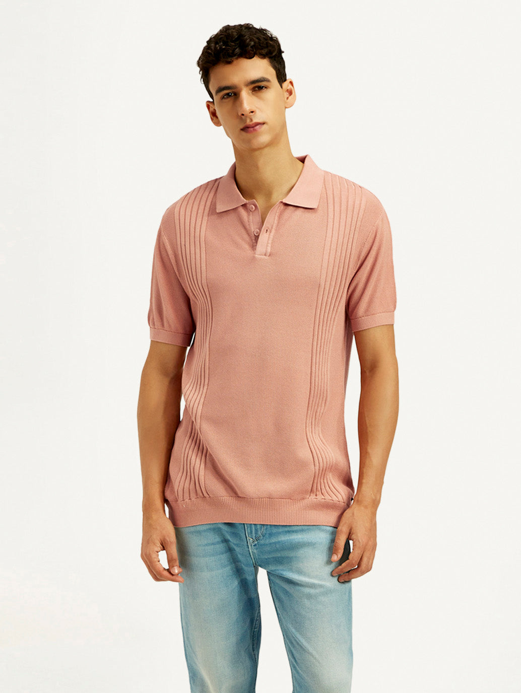 Men's Redloop Textured Slim Fit Polo T-Shirt - Styleshot View