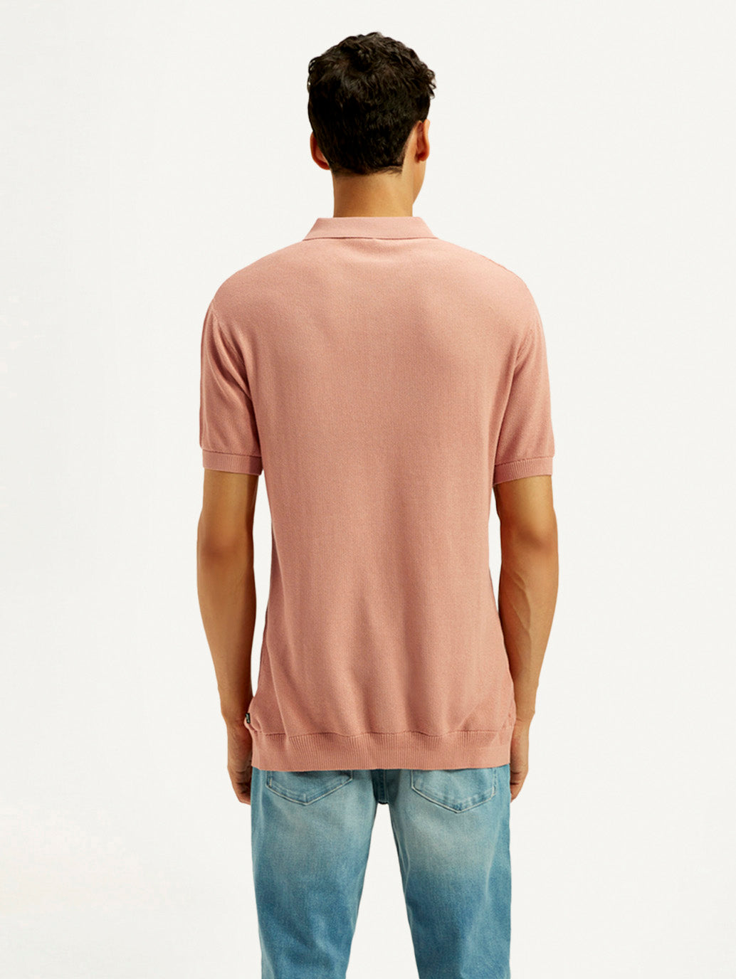 Men's Redloop Textured Slim Fit Polo T-Shirt - Back View