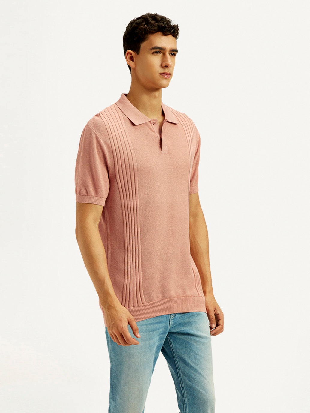 Men's Redloop Textured Slim Fit Polo T-Shirt - Side View