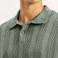 Men's Textured Slim Fit Polo T-Shirt - Detail View