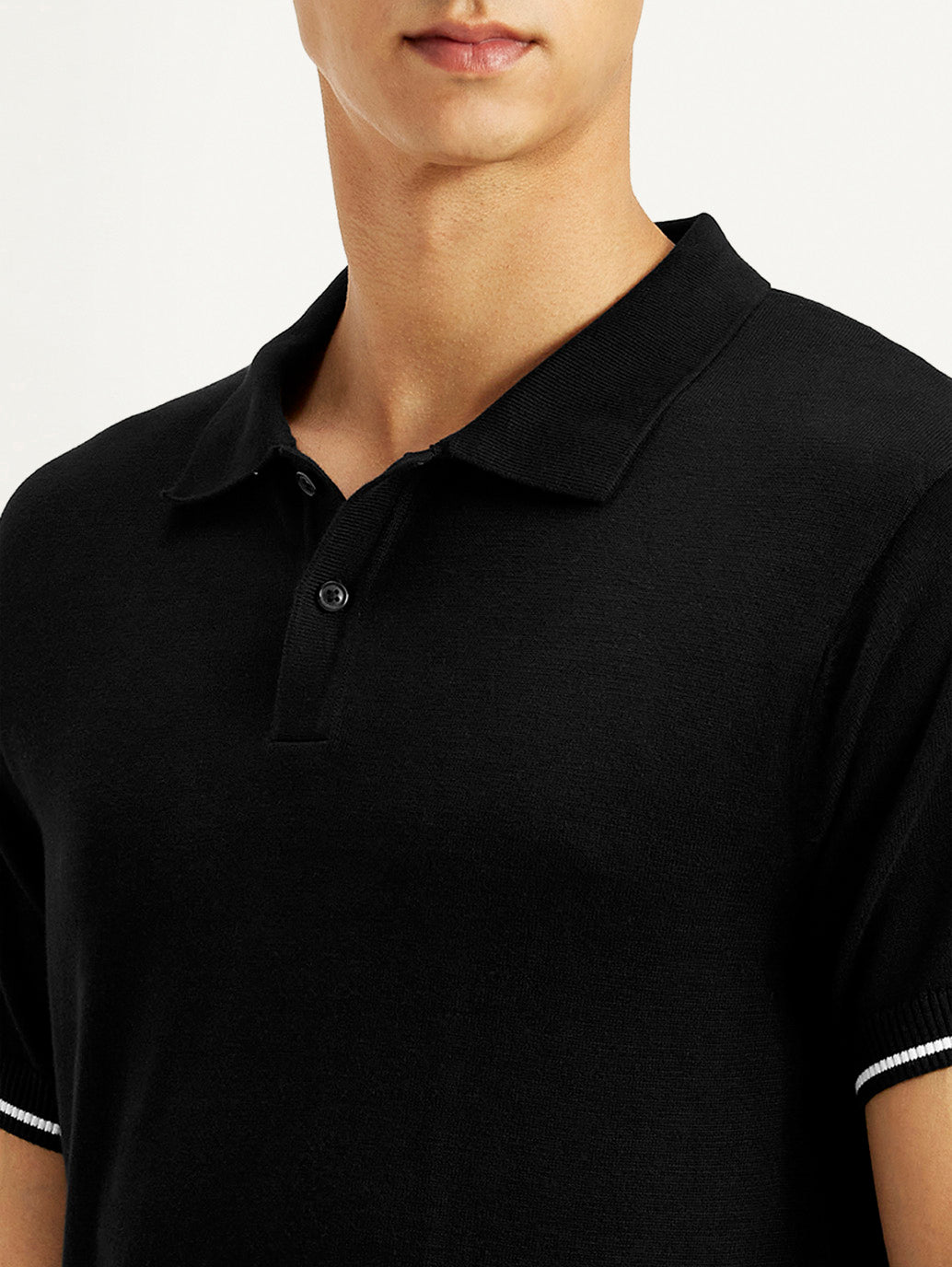 Men's Solid Slim Fit Polo T-Shirt - Detail View