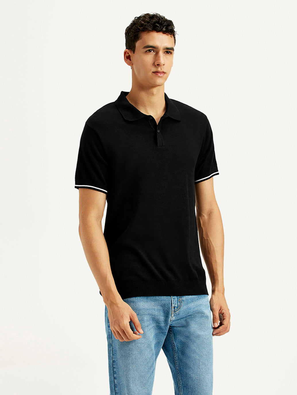 Men's Solid Slim Fit Polo T-Shirt - Side View