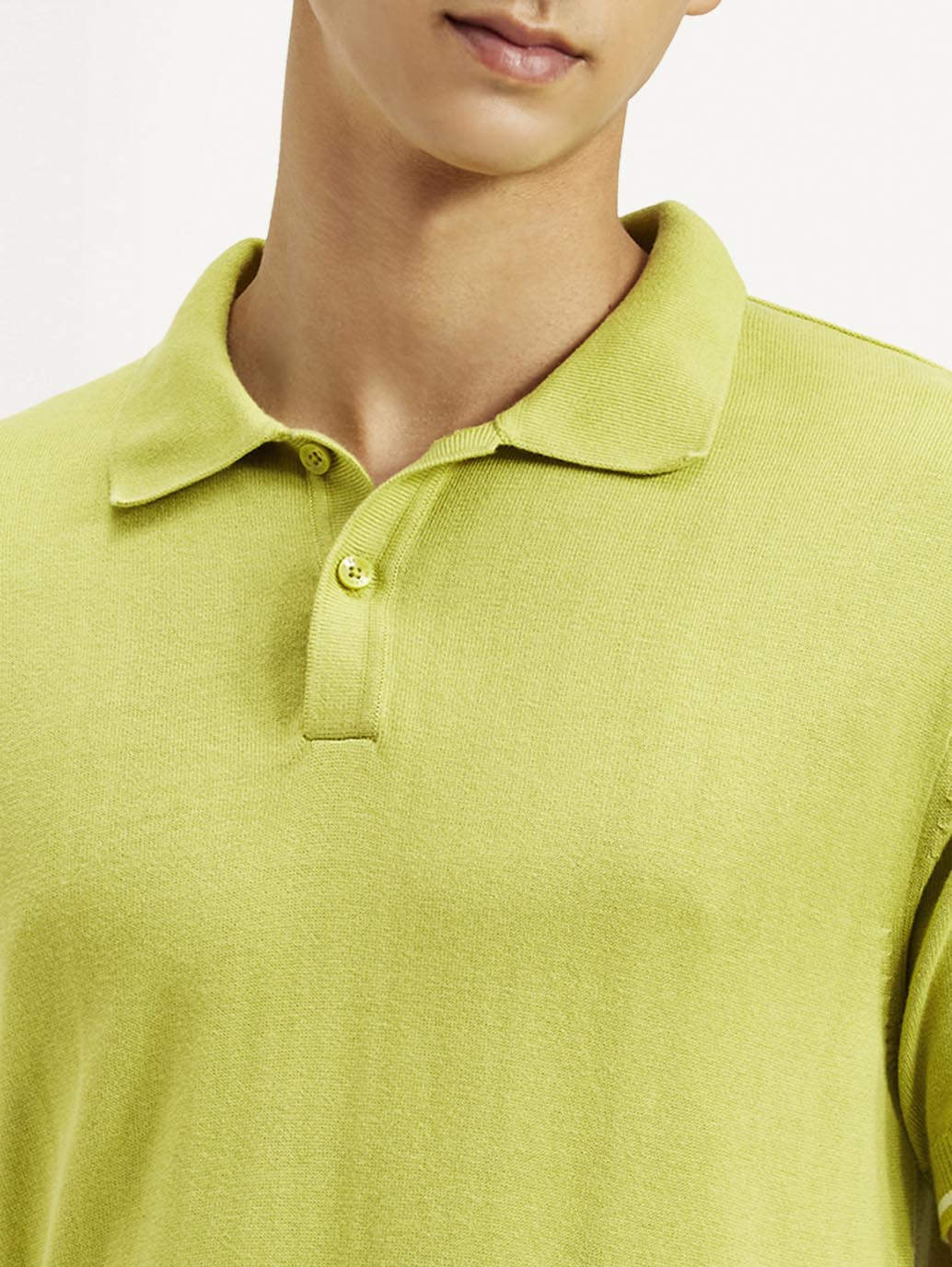 Men's Solid Slim Fit Polo T-Shirt - Detail View
