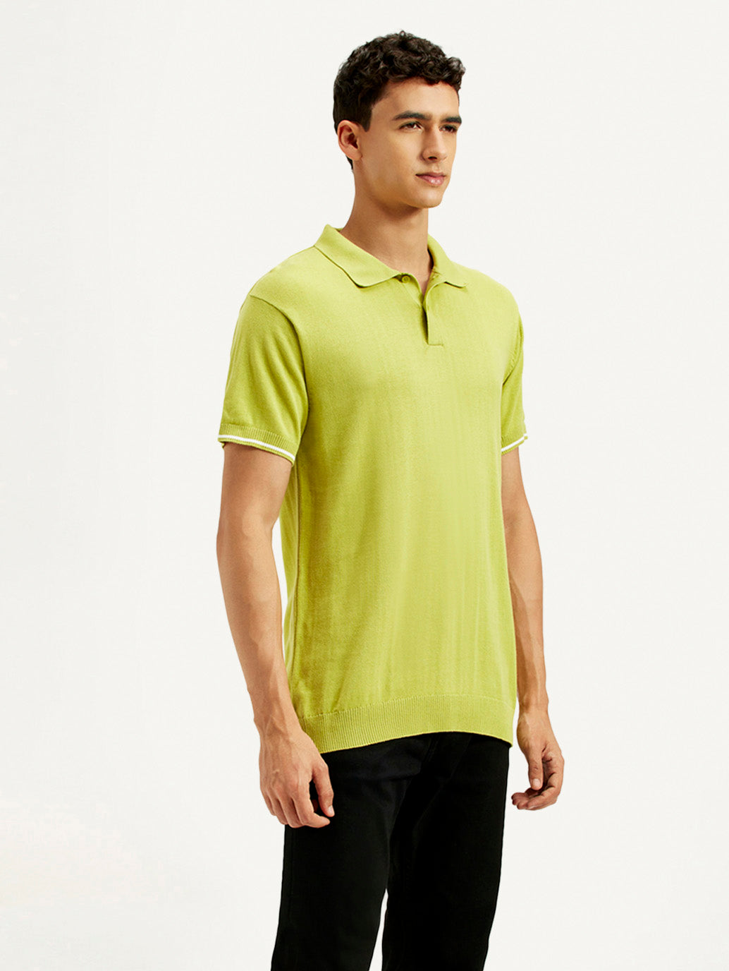 Men's Solid Slim Fit Polo T-Shirt - Side View
