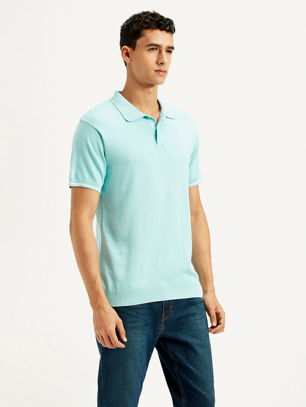 Men's Solid Slim Fit Polo T-Shirt - Side View