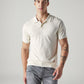 Men's Solid Off White Pique Polo T shirt - Front View