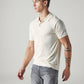 Men's Solid Off White Pique Polo T shirt - Side View