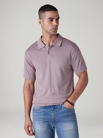 Men's Solid Mauve Pique Polo T shirt-image-10