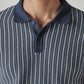 Men's Striped Navy Polo T-shirt - Detail View