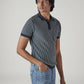 Men's Striped Navy Polo T-shirt - Side View