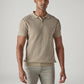 Men's Striped Beige Polo T-shirt - Front View