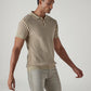 Men's Striped Beige Polo T-shirt - Side View
