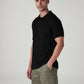 Men's Solid Black Polo T-shirt - Side View