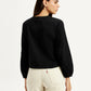 Women's Embroidered Black Round Neck Top - Back View