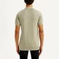 Men's Textured Beige Slim Fit Polo T-shirt - Back View