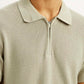 Men's Textured Beige Slim Fit Polo T-shirt - Detail View