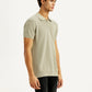 Men's Textured Beige Slim Fit Polo T-shirt - Side View