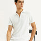 Men's Textured White Slim Fit Polo T-shirt - Elevated View