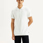 Men's Textured White Slim Fit Polo T-shirt - Front View