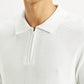 Men's Textured White Slim Fit Polo T-shirt - Detail View