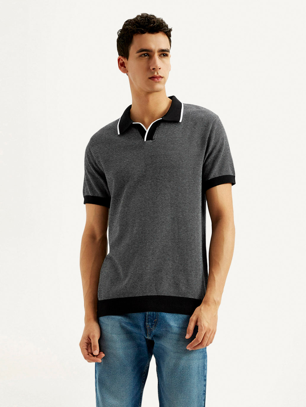 Men's Solid Slim Fit Polo T-shirt - Styleshot View