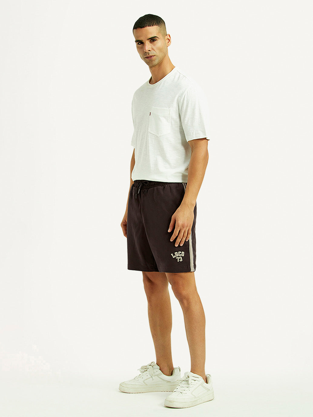 Men's Brown Regular Fit Mid Rise Shorts - Side View
