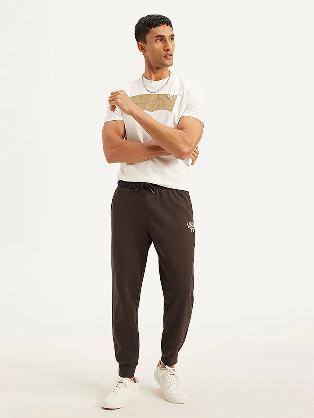 Men's Dark Brown Solid Utility Joggers