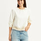 Women's Embroidered Off White Round Neck Top - Styleshot View