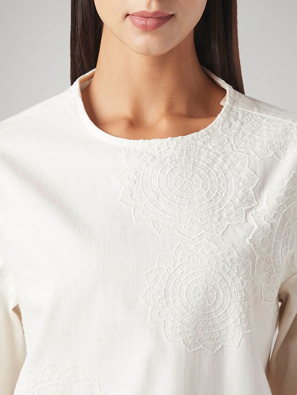 Women's Embroidered Regular Fit Top - Detail View