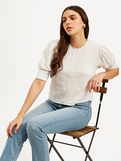 levi's Women's Textured Black Round Neck Top-picture-21