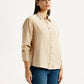Women's Textured Beige Relaxed Fit Shirt - Side View