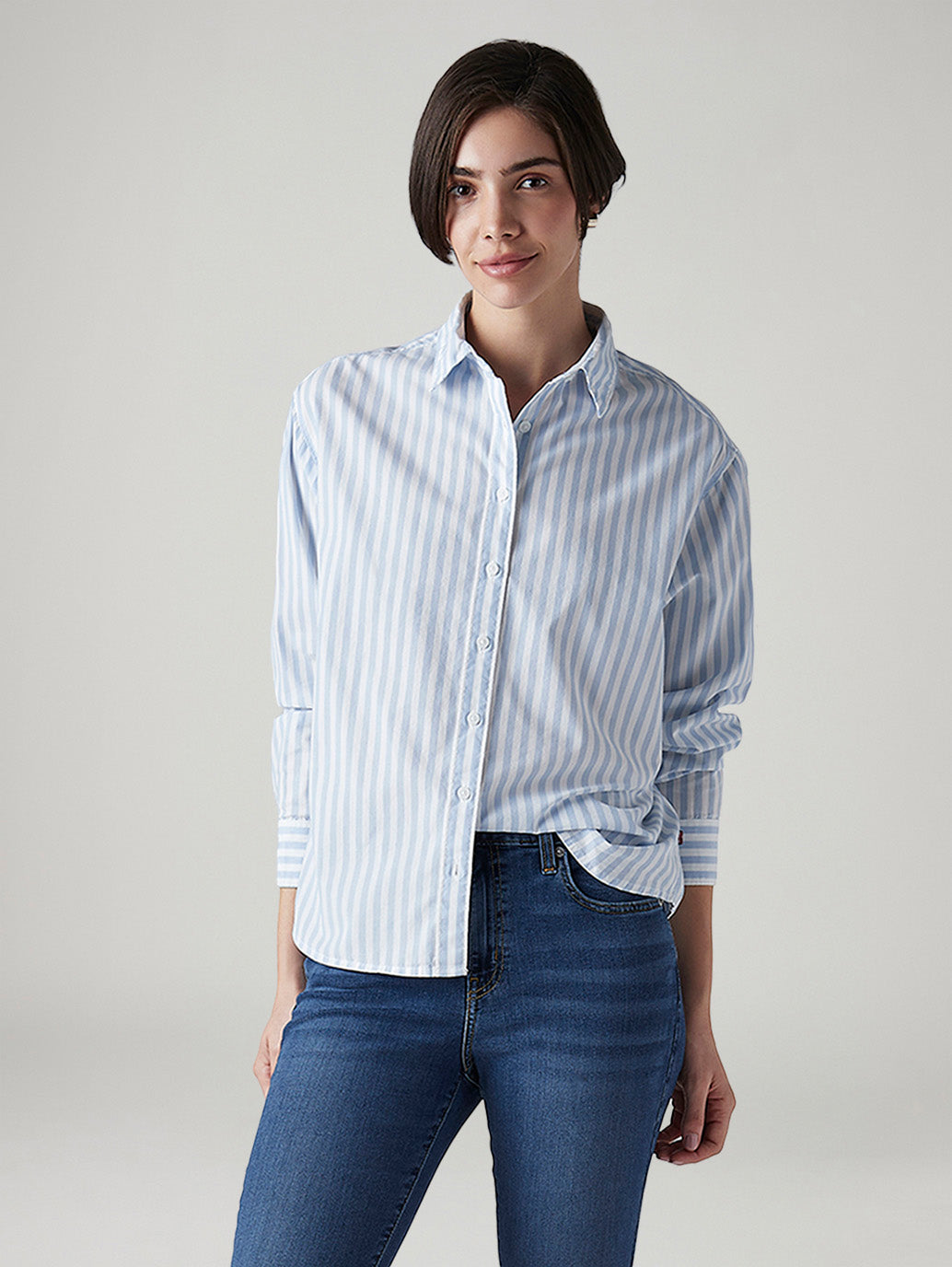 Women's Striped Relaxed Fit Shirt - Styleshot View