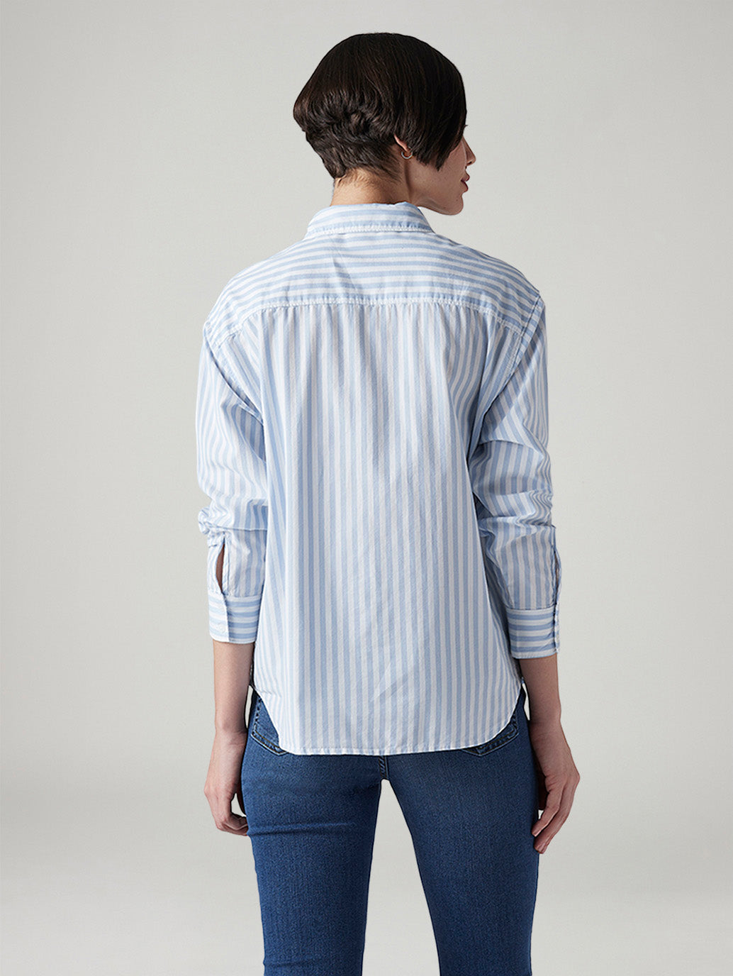 Women's Striped Relaxed Fit Shirt - Back View