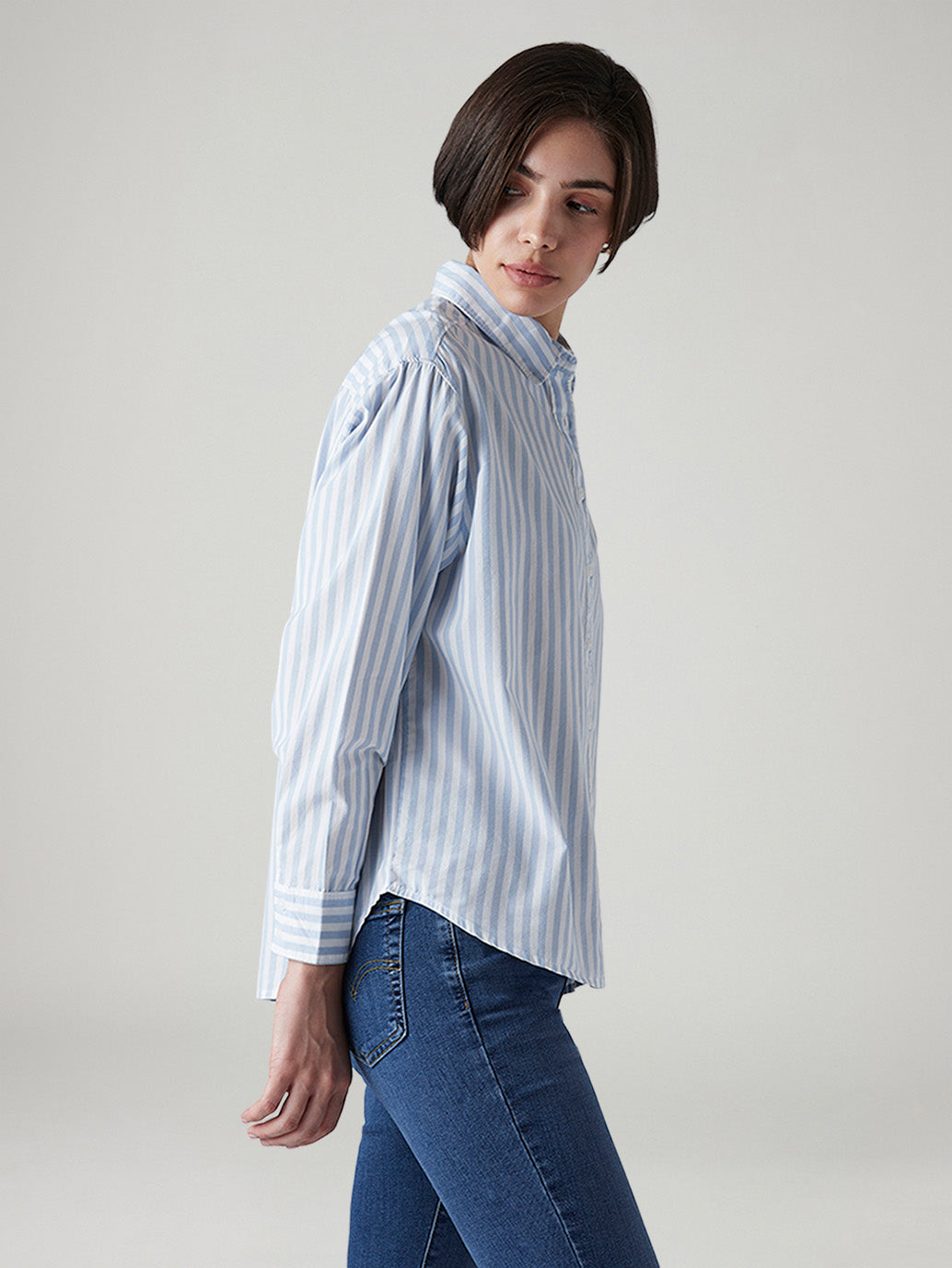 Women's Striped Relaxed Fit Shirt - Side View