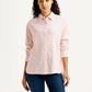 Women's Textured Light Pink Relaxed Fit Shirt - Front View