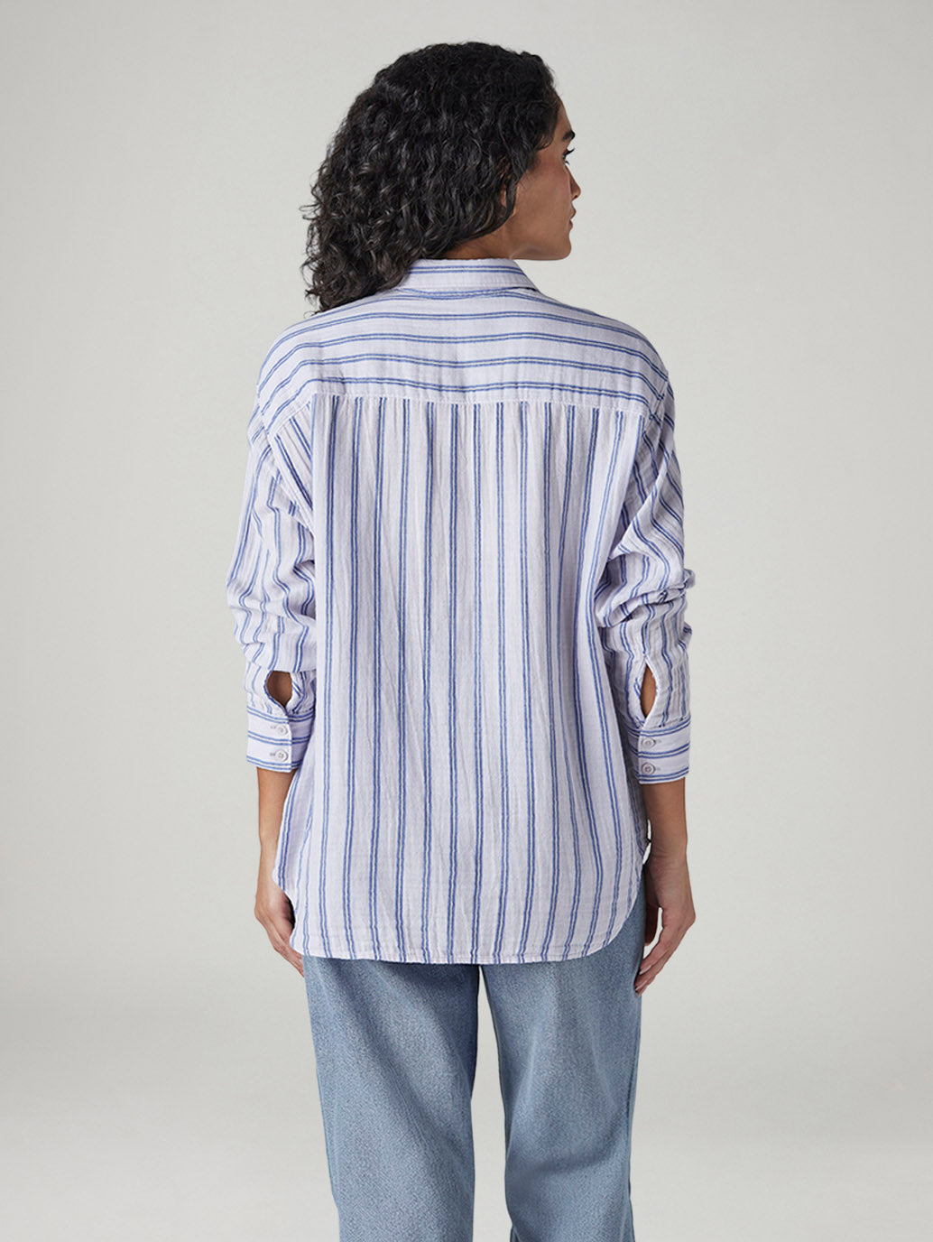 Women's Striped Relaxed Fit Shirt - Back View