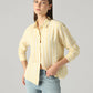 Women's Striped Relaxed Fit Linen Shirt - Styleshot View