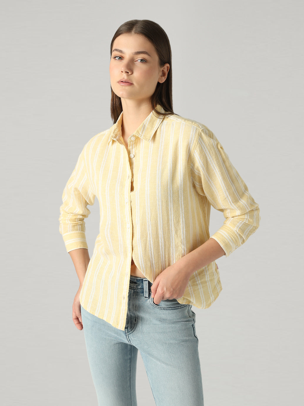 Women's Striped Relaxed Fit Linen Shirt
