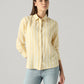 Women's Striped Relaxed Fit Linen Shirt - Front View