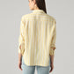 Women's Striped Relaxed Fit Linen Shirt - Back View