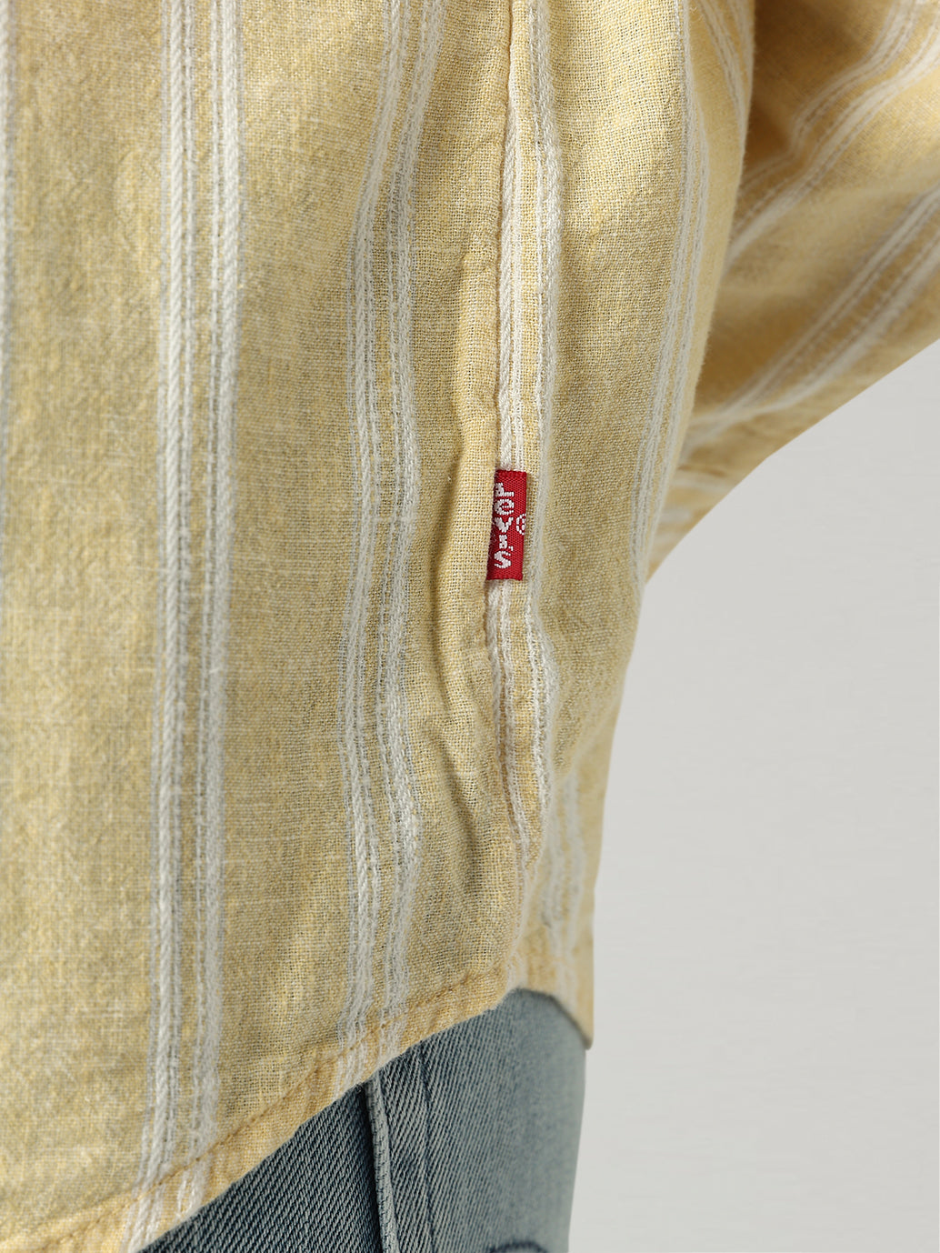 Women's Striped Relaxed Fit Linen Shirt - Detail View