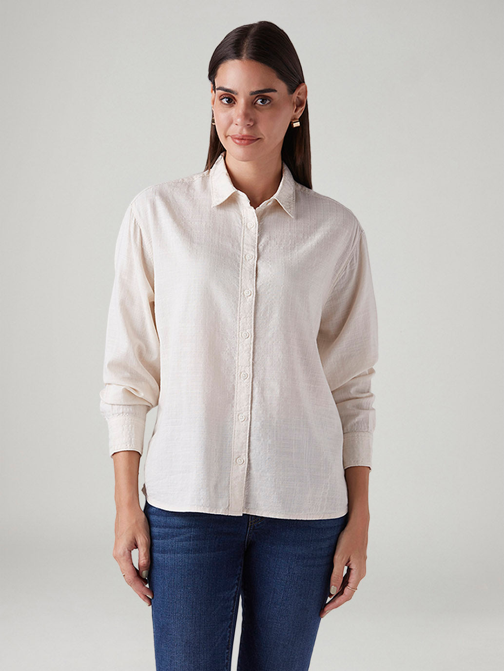 Women's Solid Relaxed Fit Shirt - Front View