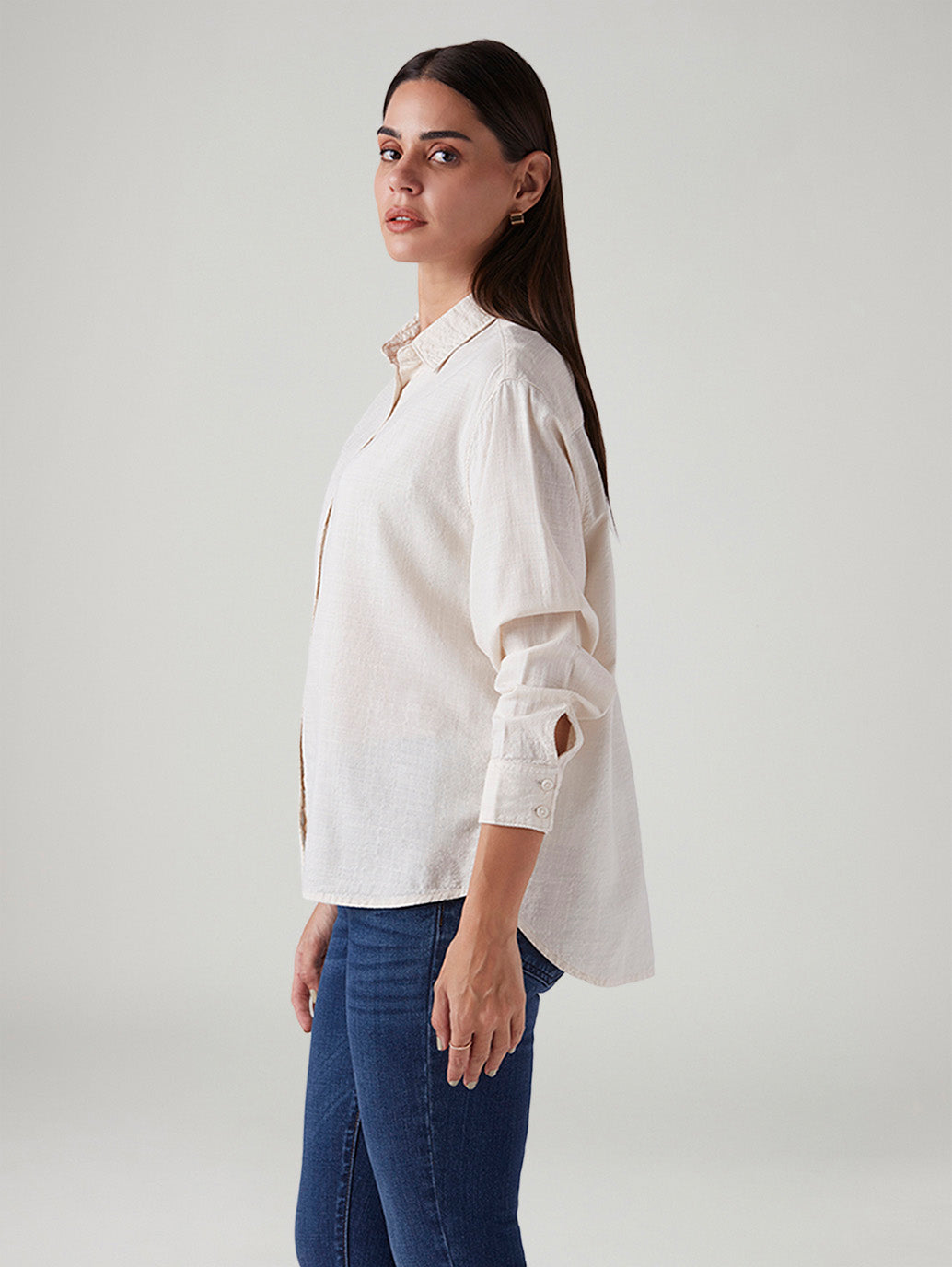 Women's Solid Relaxed Fit Shirt - Side View