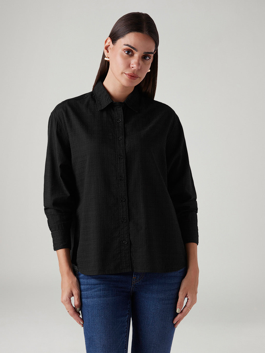 Women's Solid Relaxed Fit Shirt - Front View