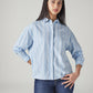 Women's Striped Loose Fit Shirt - Styleshot View