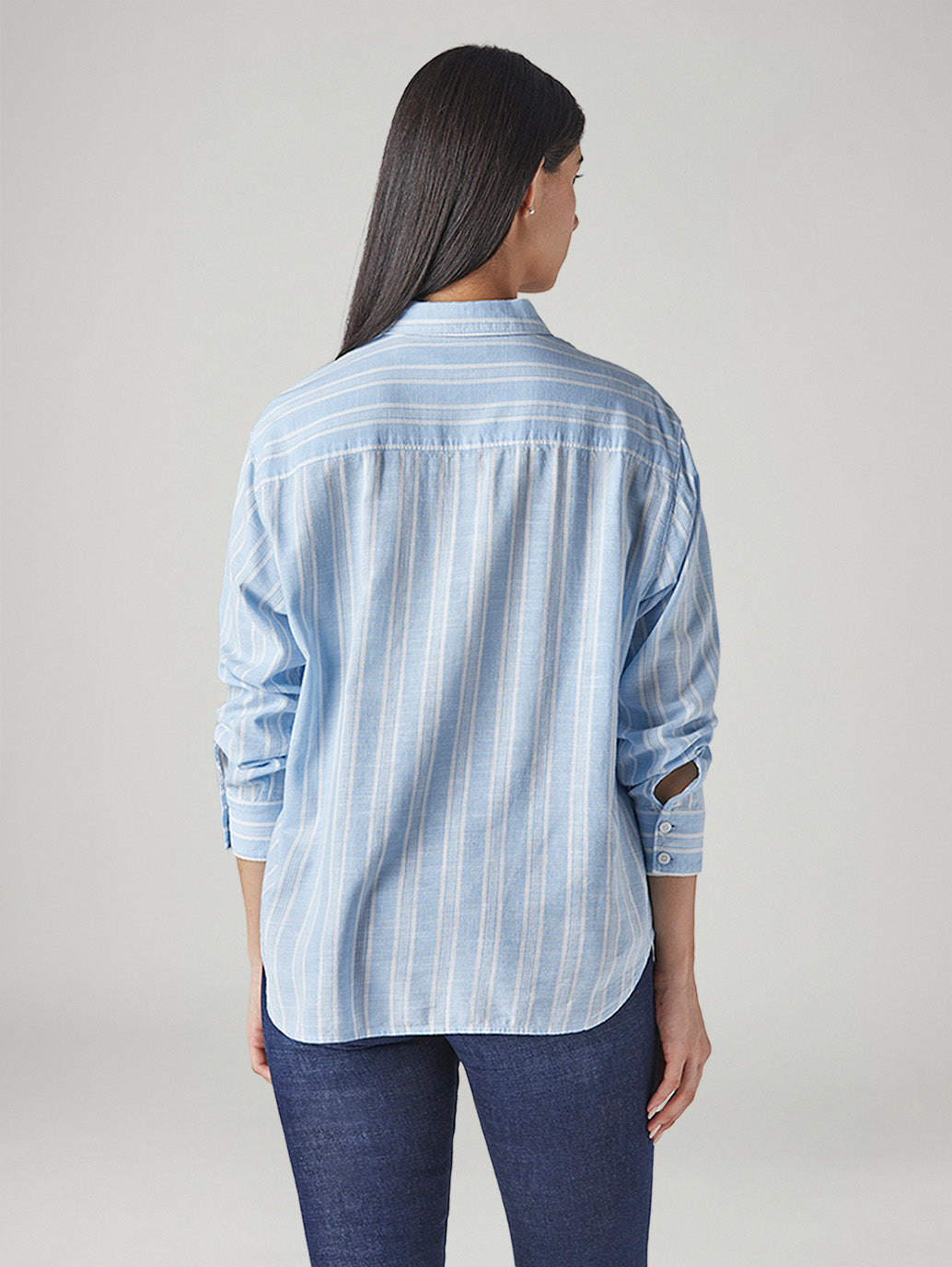 Women's Striped Loose Fit Shirt - Back View