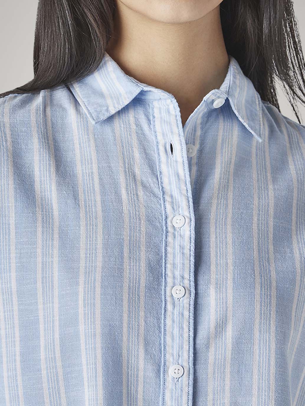 Women's Striped Loose Fit Shirt - Detail View