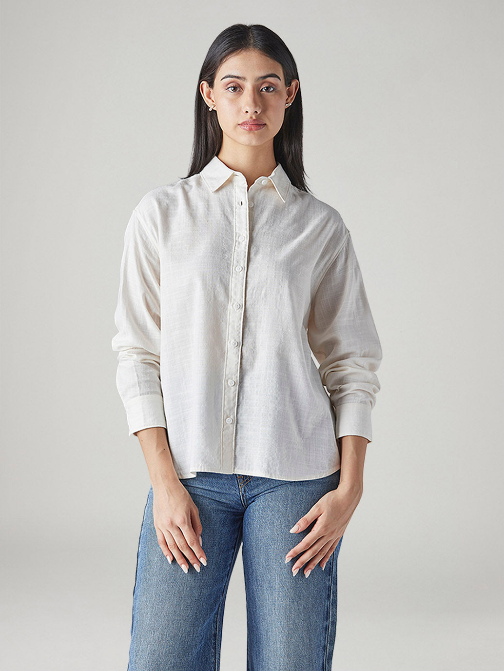 Women's Solid Loose Fit Shirt - Front View