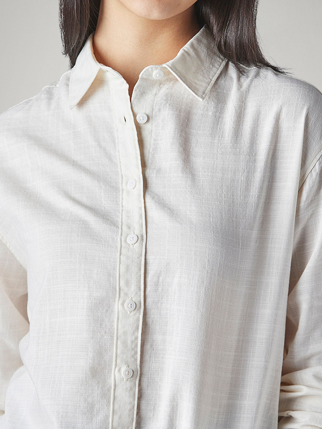 Women's Solid Loose Fit Shirt - Detail View