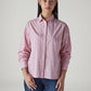 Women's Pink Striped Relaxed Fit Poplin Shirt - Front View